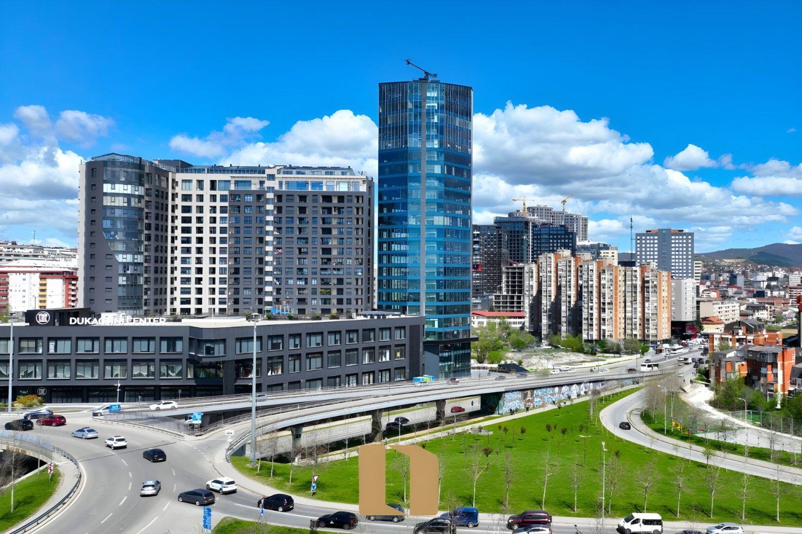 Prishtina cityscape with Dukagjini Centre — Artana offices