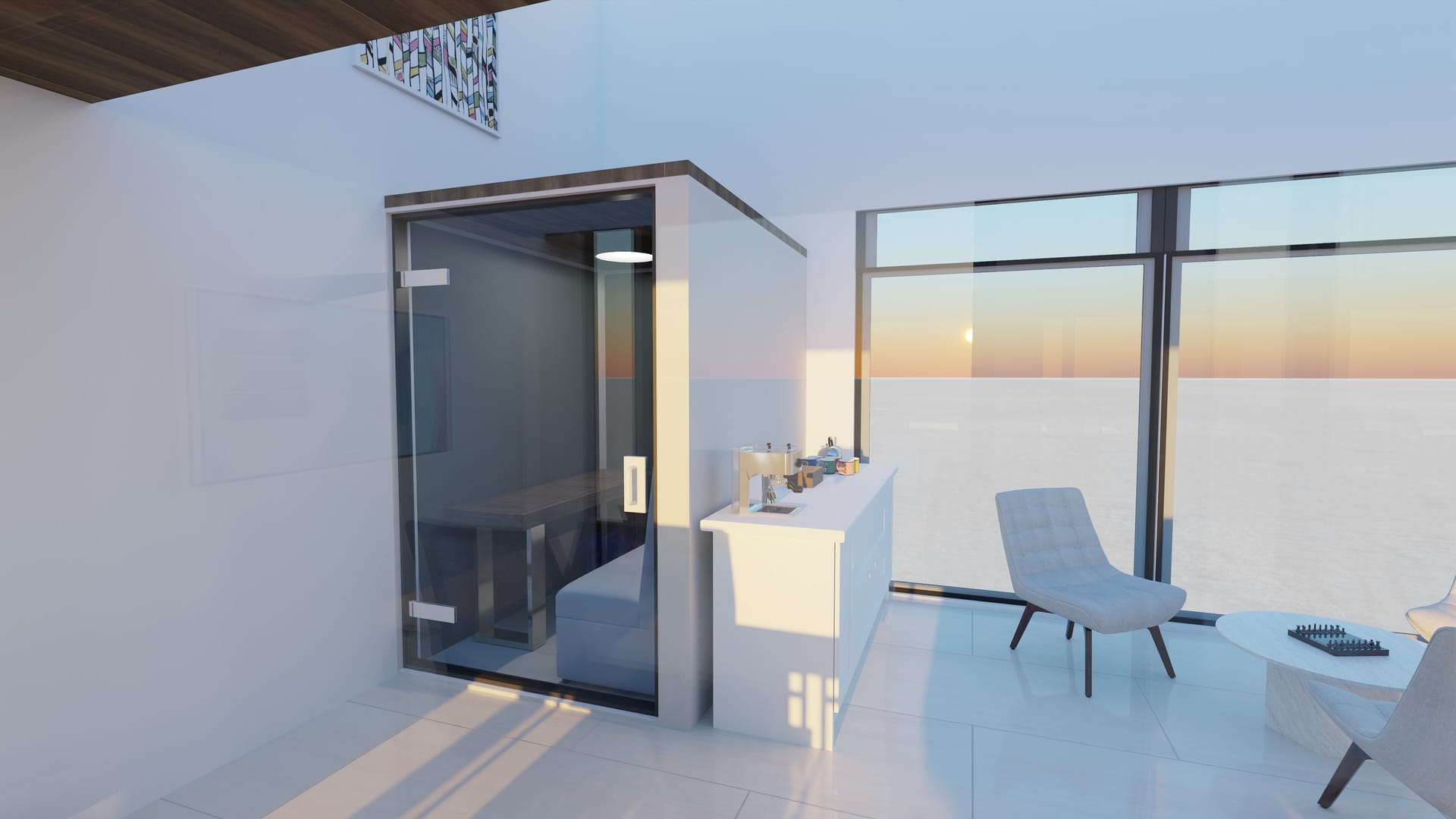 Glass phone booth